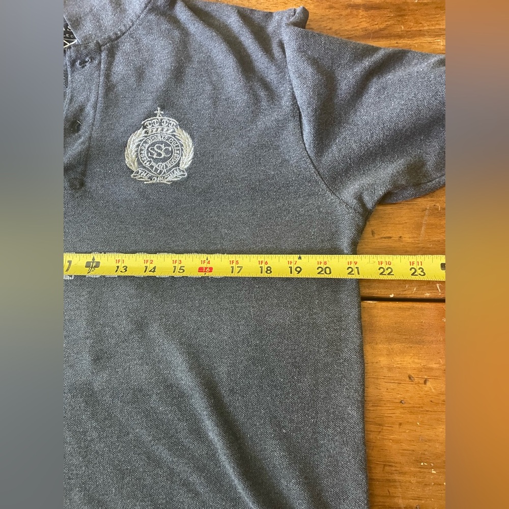 Vintage SCAPA SPORTS POLO TEAM #3 Long SLEEVE Collared SHIRT SIZE Medium M Gray - Picture 10 of 11